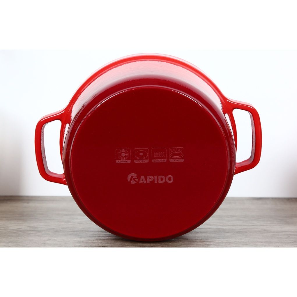 Nồi gang đúc tráng men chống dính Rapido - Nồi gang nhiều size 20cm, 22cm, 24cm RK20-RD RK22-RD RK24-RD