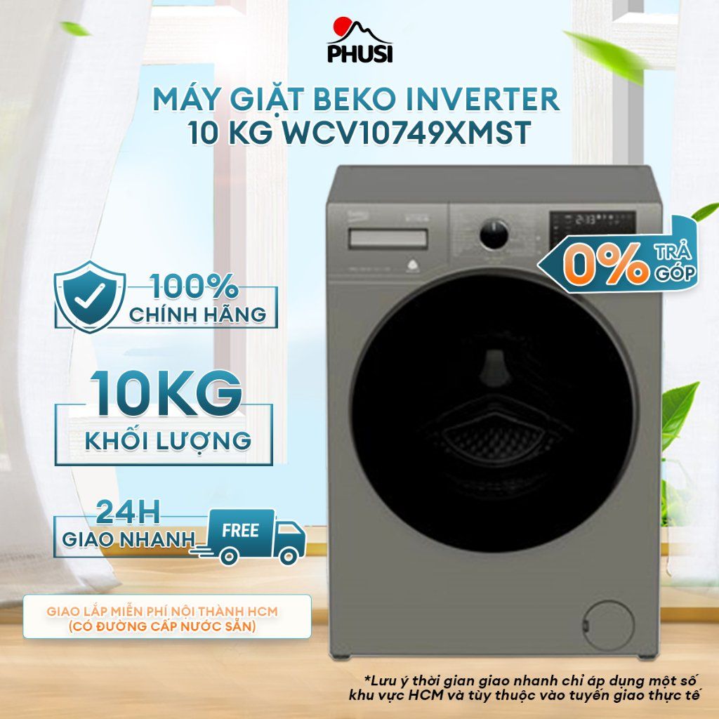 Máy Giặt Lồng Ngang Beko Inverter 10 kg WCV10749XMST [MIỄN PHÍ VẬN CHUYỂN - LẮP ĐẶT]