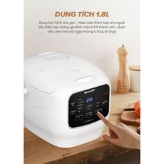 Nồi cơm điện tử Sharp 1.8 lít KS-COM183MV-WH Nồi Cơm Loại Tốt Bền, Đa Năng, Công Suất 835W, Chống Dính