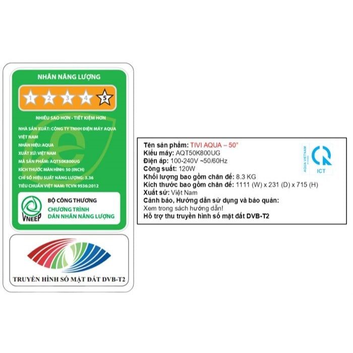 AQT43K800UG | AQT50K800UG  Android Tivi Aqua 43/50 inch