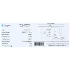 Máy Sấy Thông Hơi Lồng Ngang Casper 7.2 kg TD-72VWD