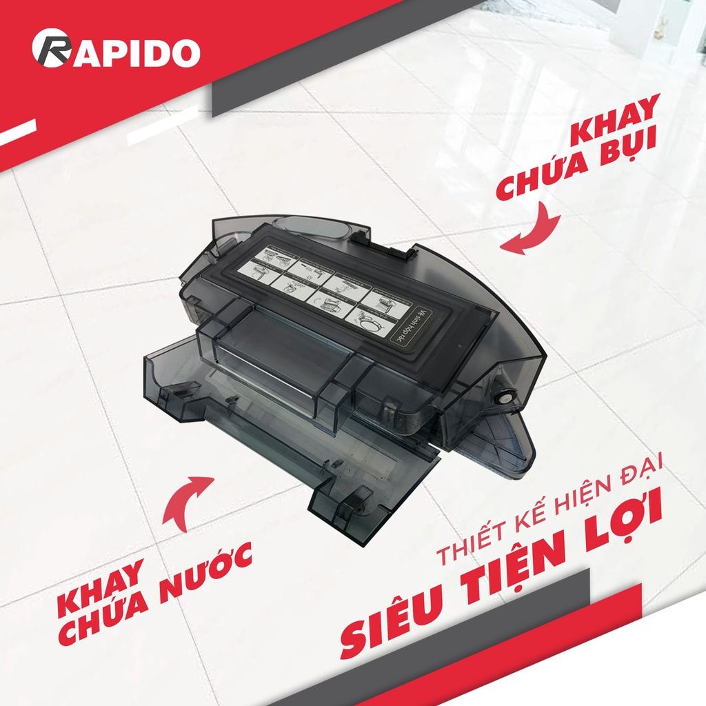 Robot Hút Bụi Lau Nhà Rapido R7S Lực Hút 2500PA - Robot Hút Bụi Thông Minh - Chính Hãng, Mới, Full Box