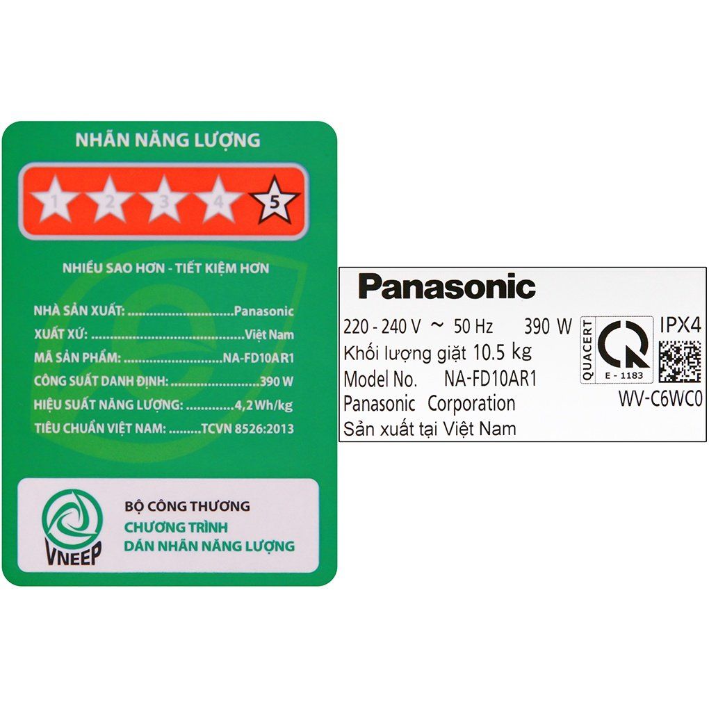 Máy giặt Panasonic Inverter 10.5 Kg NA-FD10AR1BV -