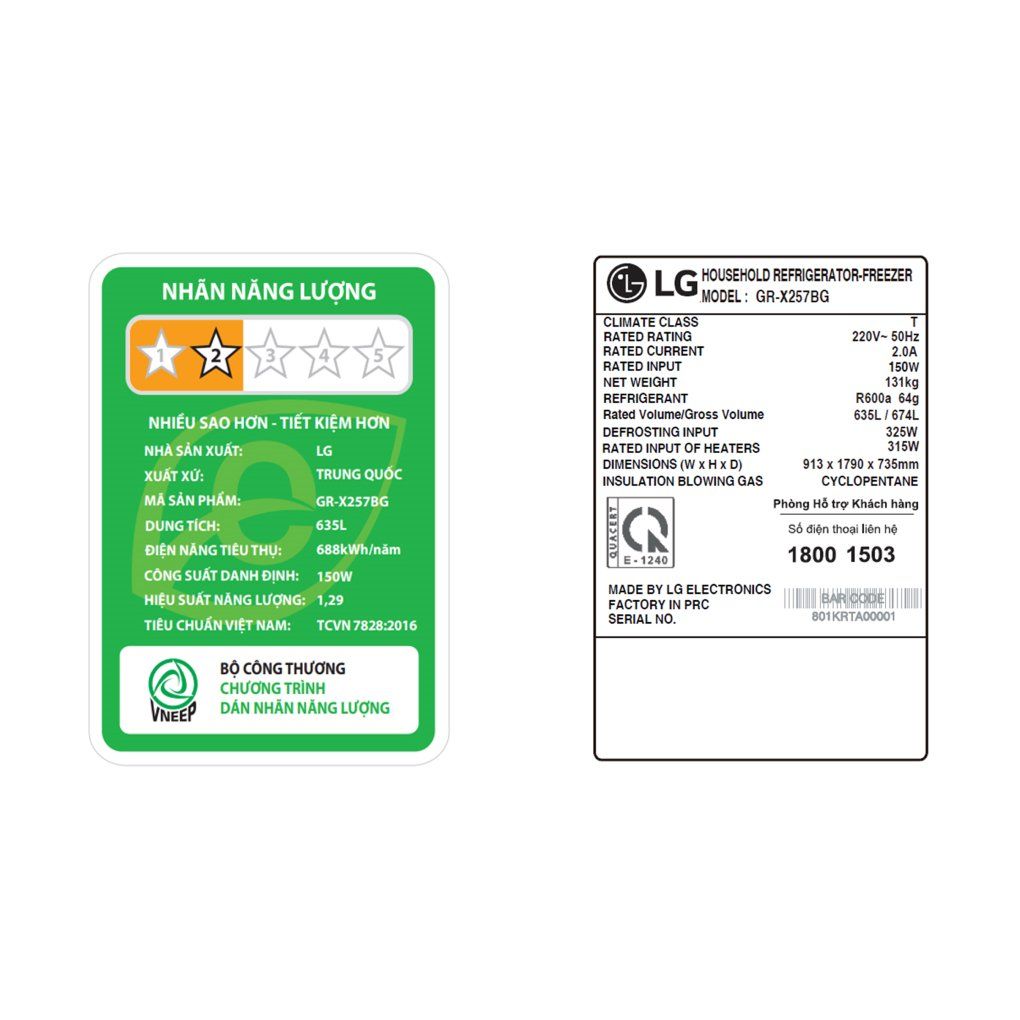 Tủ lạnh LG Inverter 635 Lít Side By Side InstaView Door-in-Door GR-X257BG