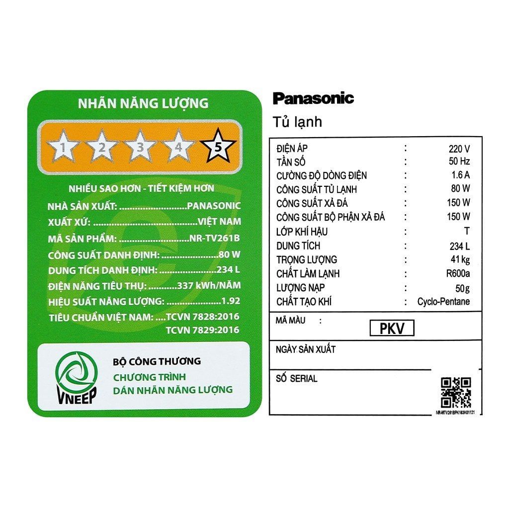 Tủ lạnh Panasonic Inverter 234 lít NR-TV261BPKV
