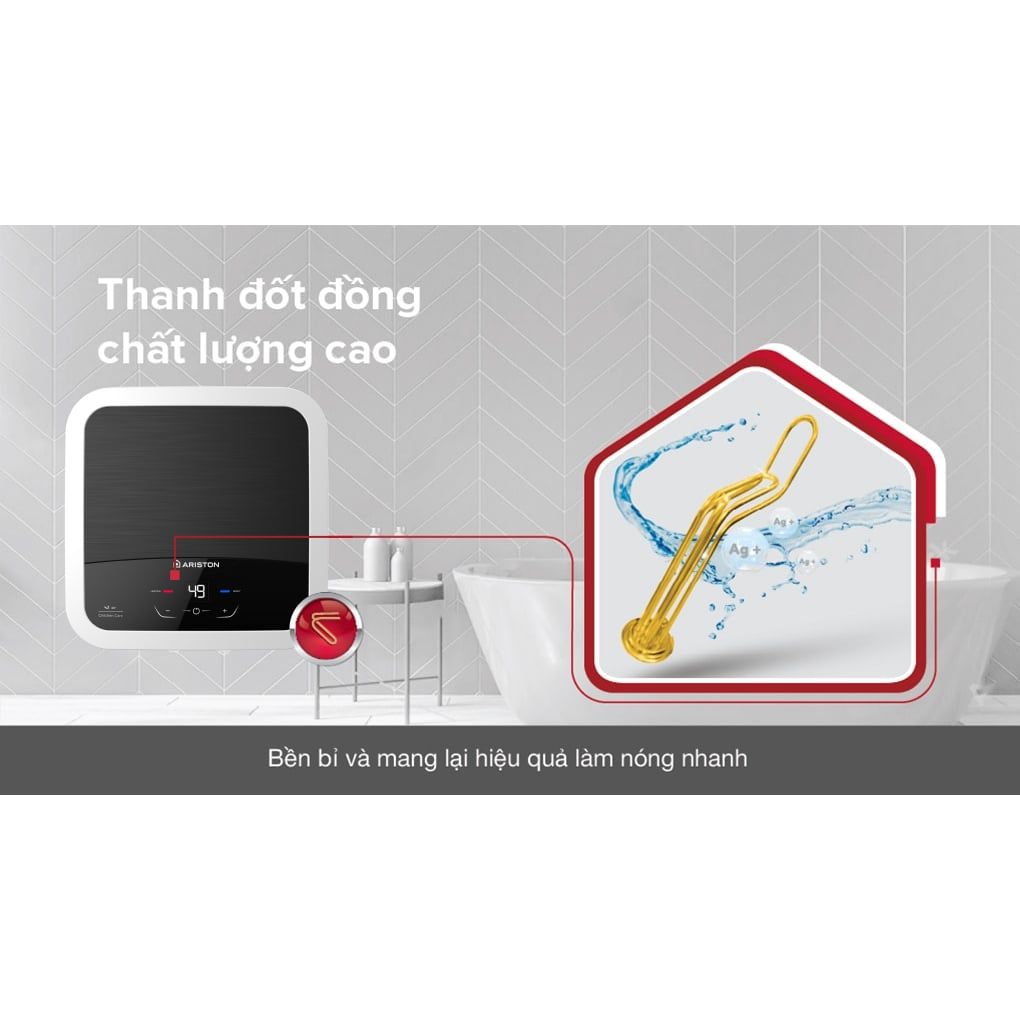 Máy nước nóng gián tiếp Ariston 15 lít AN2 15 LUX-D AG+ Cầu dao chống giật ELCB, Công nghệ Ion Bạc kháng khuẩn