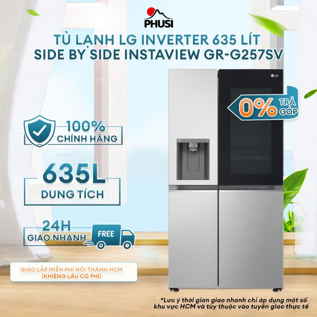 Tủ lạnh LG Inverter 635 lít Side By Side InstaView GR-G257SV