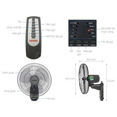 [TR1628] Quạt treo tường Senko 3 cánh TR1628 47W - Chính Hãng, Mới, Full Box - Màu Ngẫu Nhiên
