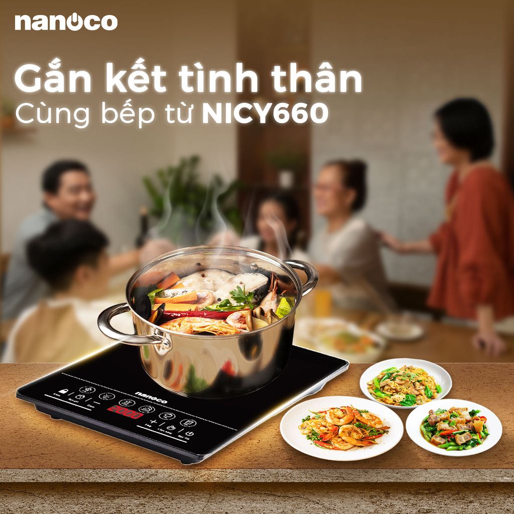 Bếp điện từ đơn Nanoco Model NICY660 (cảm ứng, công suất 1800-2000W)