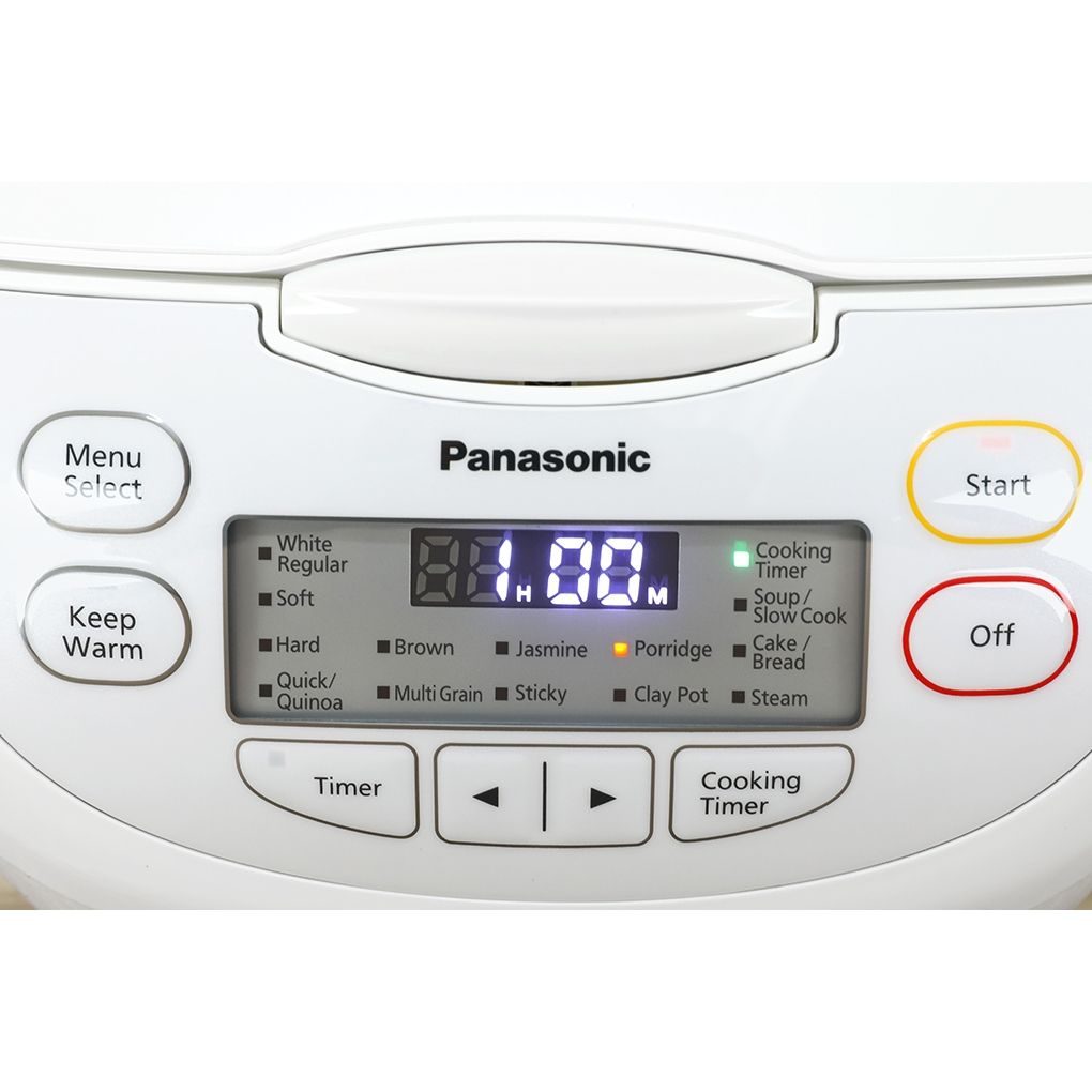 Nồi cơm điện tử Panasonic 1.8 lít SR-CL188WRAM Hợp kim nhôm phủ chống dính, Nút nhấn có màn hình hiển thị