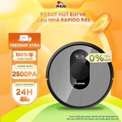 Robot hút bụi và lau nhà Rapido R8S Cảm biến Rada 3D, Đèn UV diệt khuẩn, Kết nối Wifi