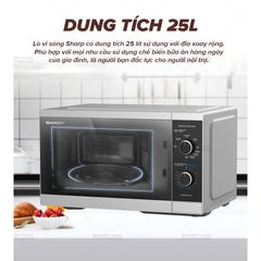 Lò Vi Sóng Cơ Có Nướng Sharp R-G251TV-SL 25L 5 Mức Công Suất Bảo Hành 12 tháng