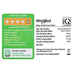Máy giặt Whirlpool 9.5 kg VWVC9502FW
