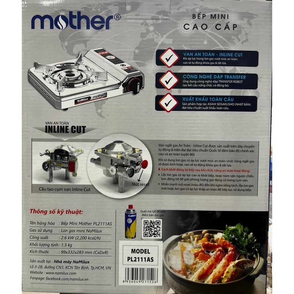 Bếp gas mini du lịch Namilux mother PL2111AS