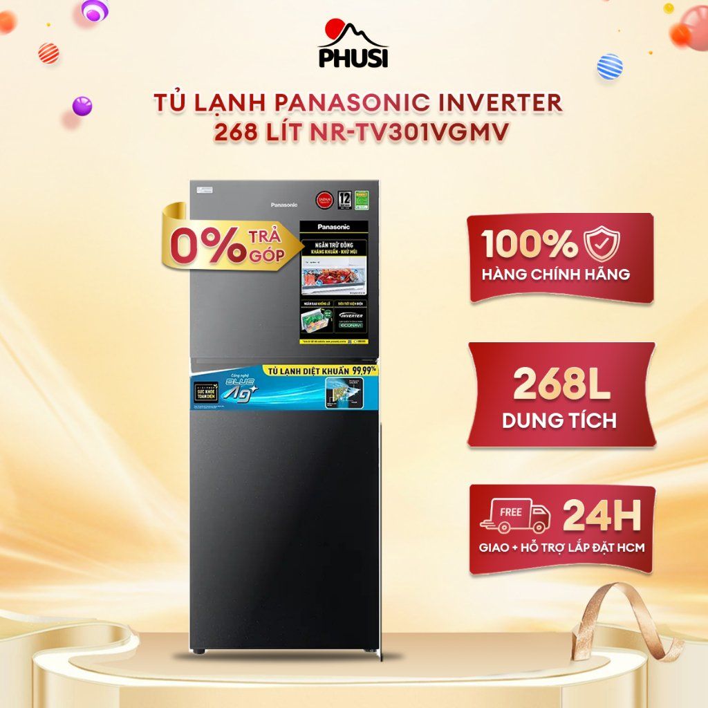 Tủ lạnh Panasonic Inverter 268 lít NR-TV301VGMV [MIỄN PHÍ GIAO HÀNG - LẮP ĐẶT]