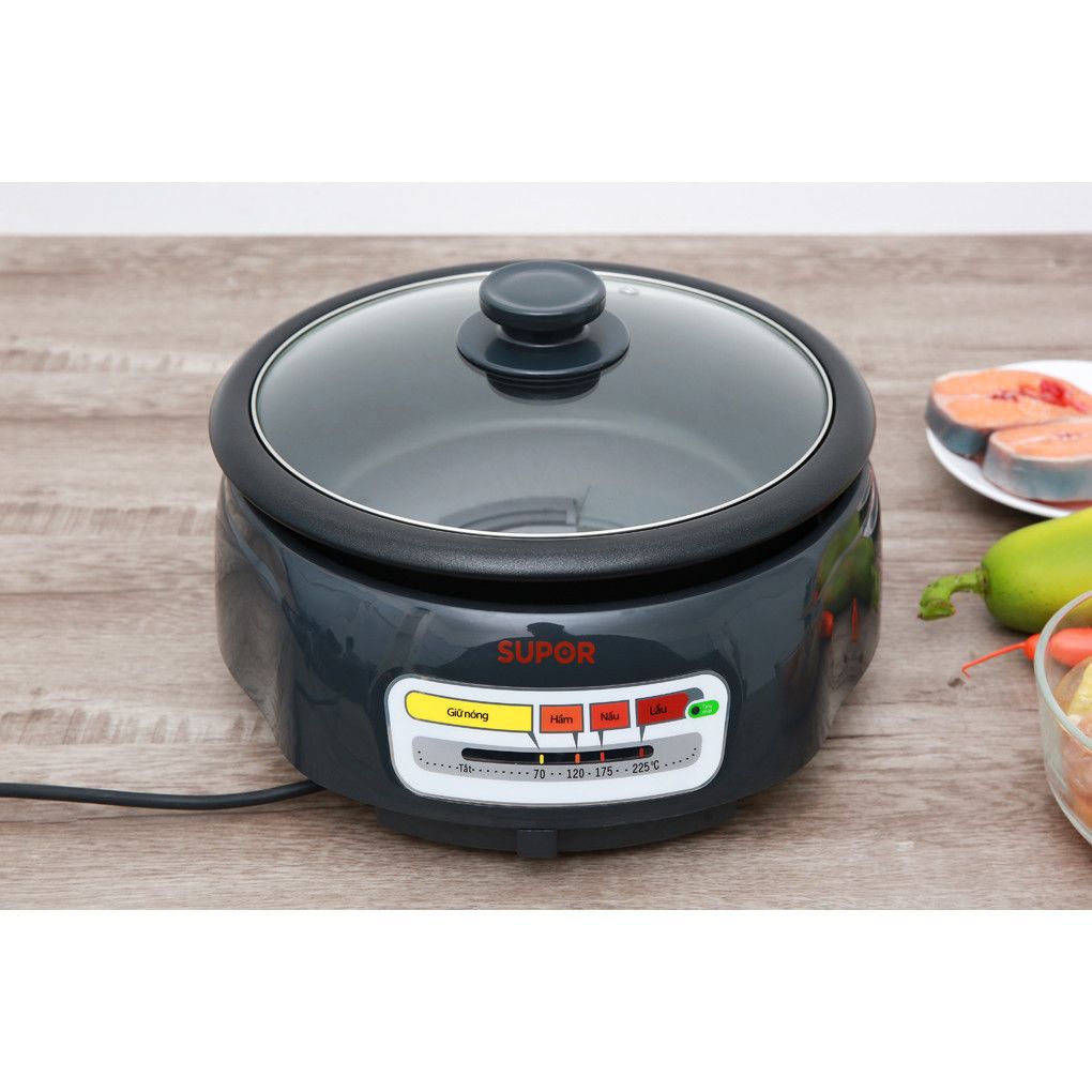 Nồi Lẩu điện FAST COOKING Supor HFK26EVN-130 Công suất 1300W, bảng điều khiển nút gạt, lòng nồi chống dính