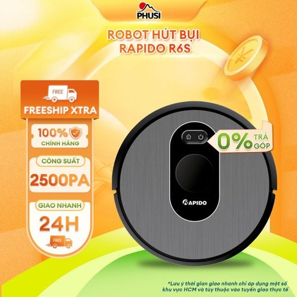 Robot hút bụi Rapido R6S kết nối WiFi, điều khiển bằng tiếng Việt thông minh