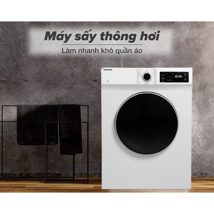 Máy Sấy Thông Hơi Lồng Ngang Toshiba 7kg TD-H80SEV(WK)