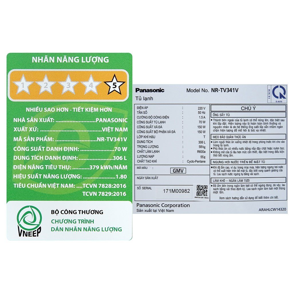 Tủ lạnh Panasonic Inverter 306 lít NR-TV341VGMV