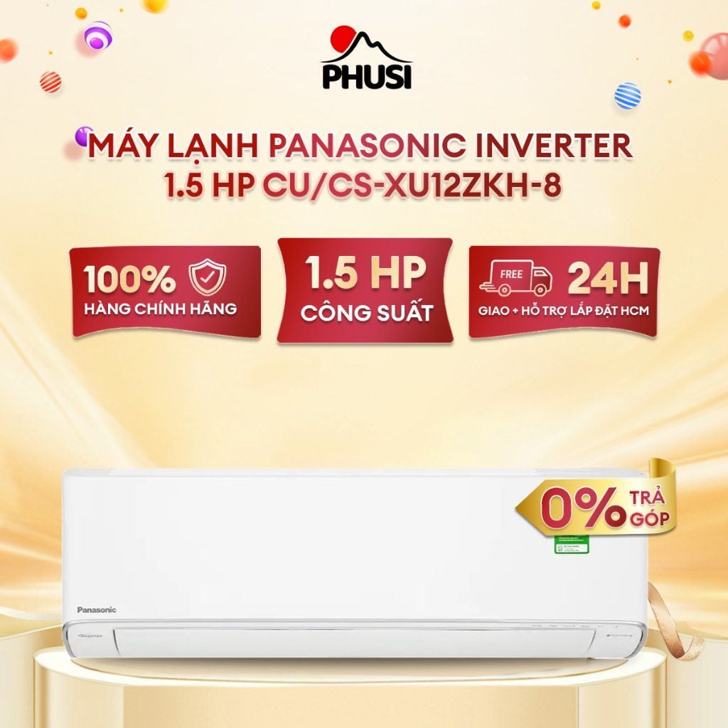 Máy lạnh Panasonic Inverter 1.5 HP CU/CS-XU12ZKH-8