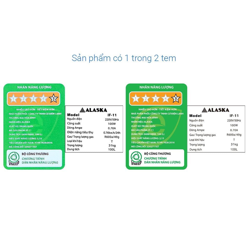 Tủ đông đứng Alaska 100 lít IF-11