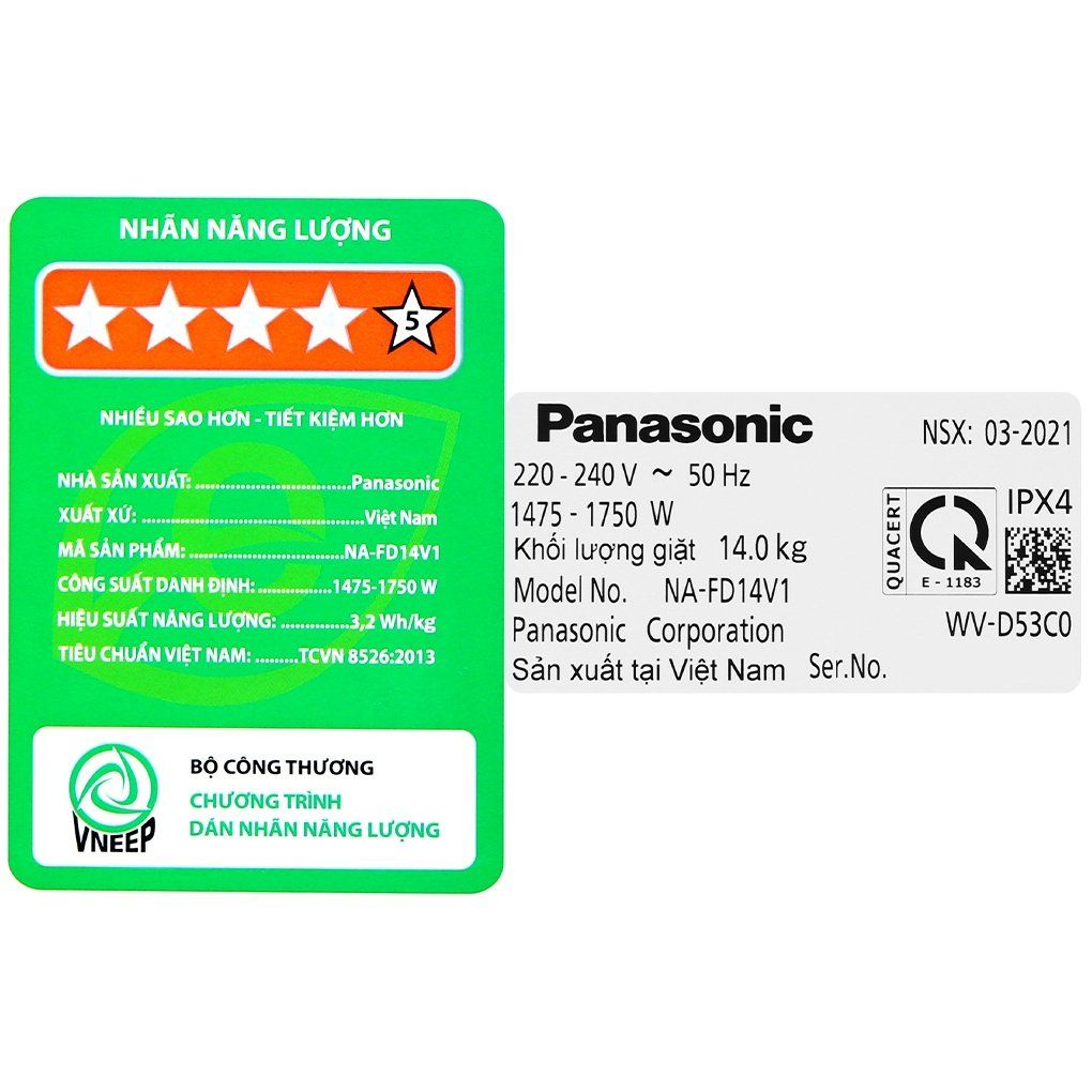 Máy Giặt Lồng Đứng Panasonic Inverter 14 Kg NA-FD14V1BRV