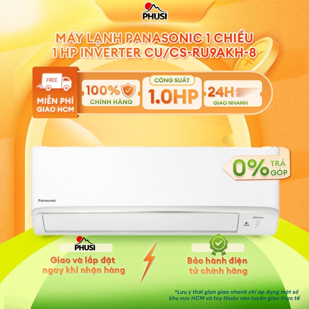 RU9AKH-8/ RU12AKH-8/ RU18AKH-8 Máy lạnh Panasonic 1 chiều 1HP/ 1.5HP/ 2HP Inverter
