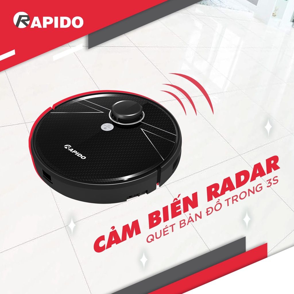 Robot Hút Bụi Lau Nhà Rapido R7S Lực Hút 2500PA - Robot Hút Bụi Thông Minh - Chính Hãng, Mới, Full Box