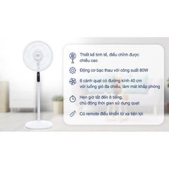 Quạt đứng Tefal Turbo Silence Plus VH689690 - Trắng cánh trắng - Hàng Chính Hãng / BH 02 năm