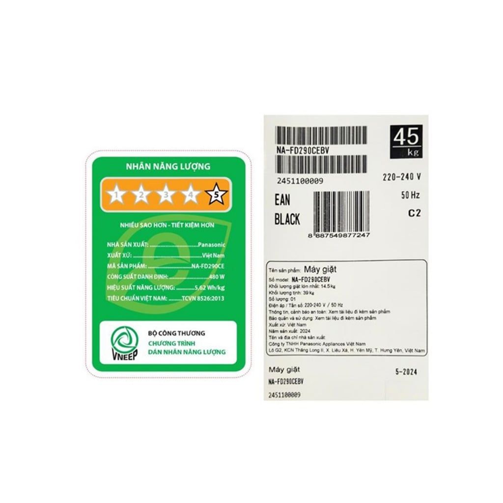 Máy Giặt Lồng Đứng Panasonic Inverter 14.5 kg NA-FD290CEBV