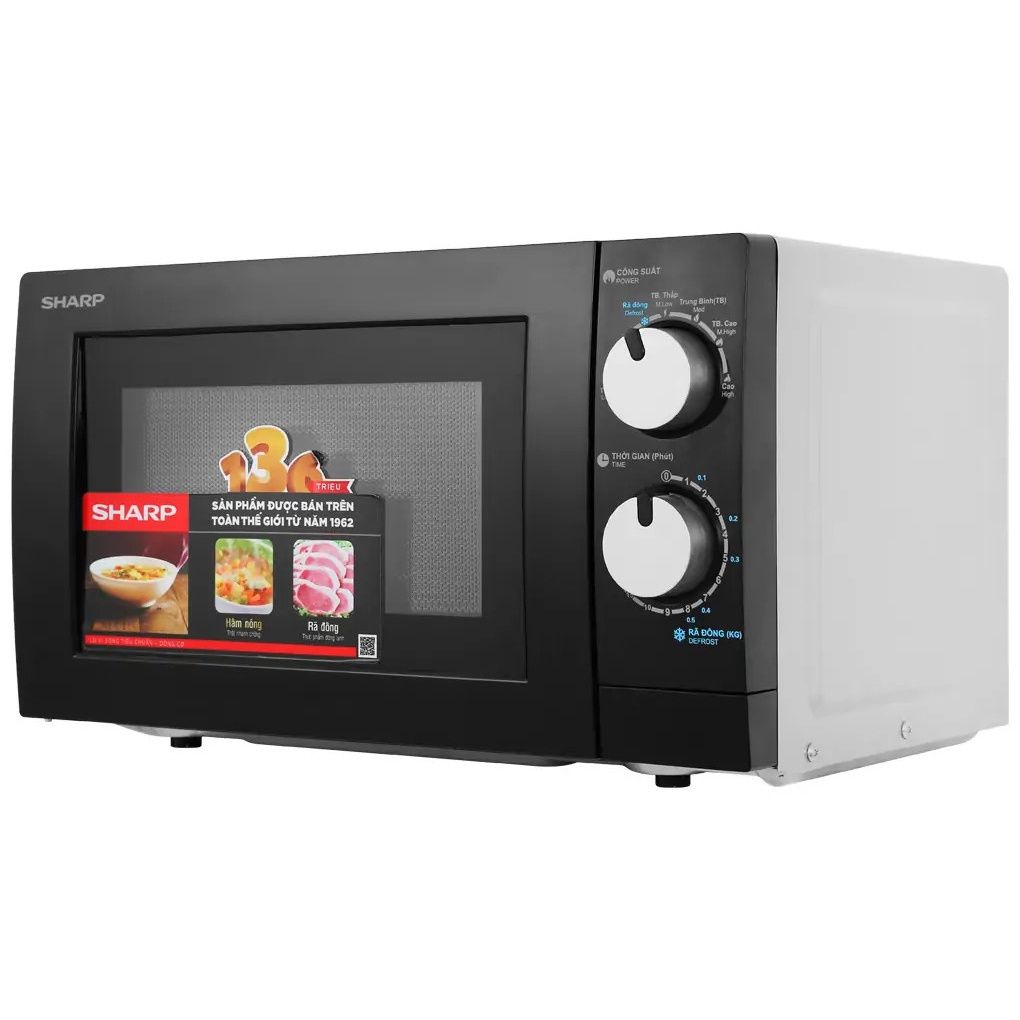 Lò vi sóng Sharp để bàn R-208VN-WS 20 lít Hẹn giờ nấu, Khoang lò có đèn - Chính Hãng, Mới, Full Box