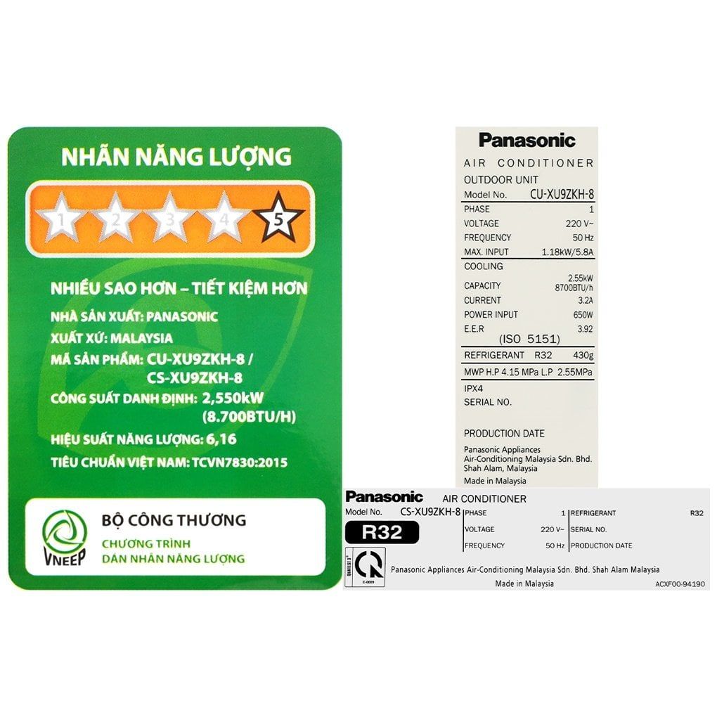 Máy lạnh Panasonic Inverter 1 HP CU/CS-XU9ZKH-8