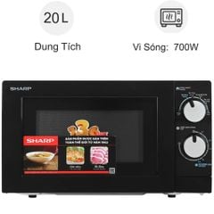 Lò vi sóng Sharp để bàn R-208VN-WS 20 lít Hẹn giờ nấu, Khoang lò có đèn - Chính Hãng, Mới, Full Box
