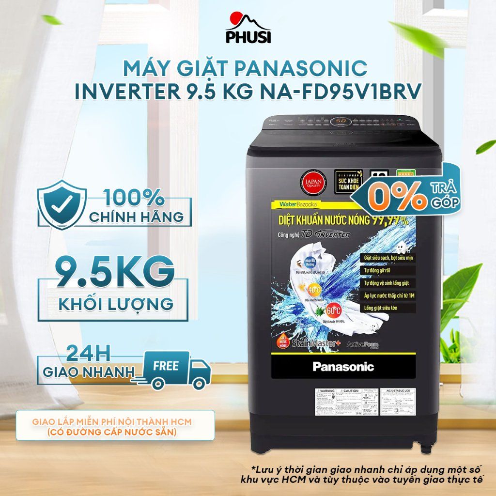 Máy Giặt Lồng Đứng Panasonic Inverter 9.5 Kg NA-FD95V1BRV