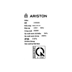 Máy nước nóng trực tiếp Ariston 4500W AURES TOP 4.5P Bơm trợ lực, kèm theo vòi sen
