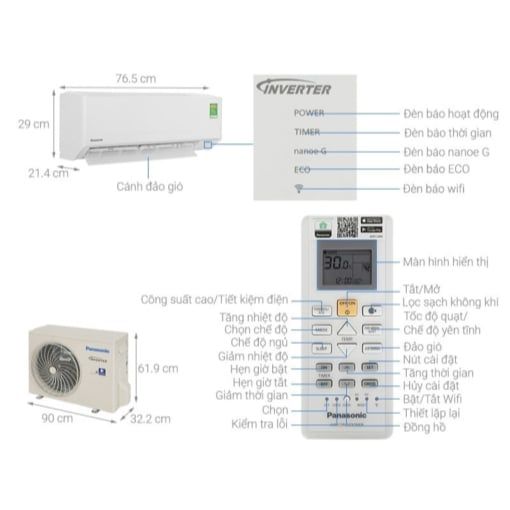Máy Lạnh Panasonic RU18AKH-8 2.0HP Inverter 2024 – Wifi