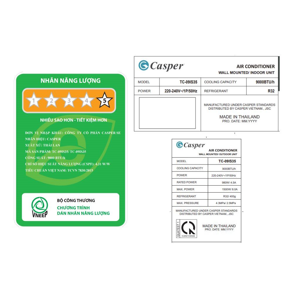 TC-09IS36| SC-09FS36| TC-09IS35| TC-12IS36 Máy lạnh Casper Inverter 1.0HP/ 1.5HP - BH 36 Tháng