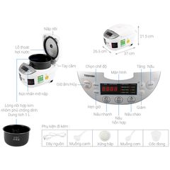 Nồi cơm điện tử Toshiba 1 lít RC-10DH2PV(W) - Chính Hãng, Mới, Full Box