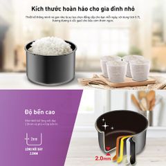 Nồi cơm điện cơ mini Tefal RK224168 - 0.7L, 300W - Hàng Chính Hãng / Bảo Hành 02 Năm