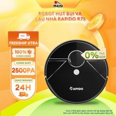 Robot hút bụi và lau nhà Rapido R7S Nhiều chế độ lau hút, bộ điều khiển bằng tiếng Việt