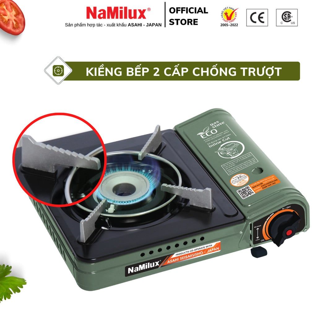 Bếp Gas Mini/ Du Lịch NaMilux PL1911PF - Màu Đỏ│Van Ngắt Gas An Toàn Inline-Cut│Công Suất 2.6 Kw - Hàng Chính Hãng