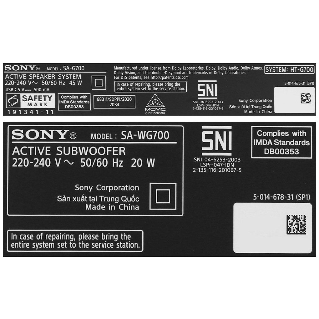 Bộ loa thanh Sony HT- G700 400W  hệ thống loa 3.1 kênh, Kết nối không dây Bluetooth