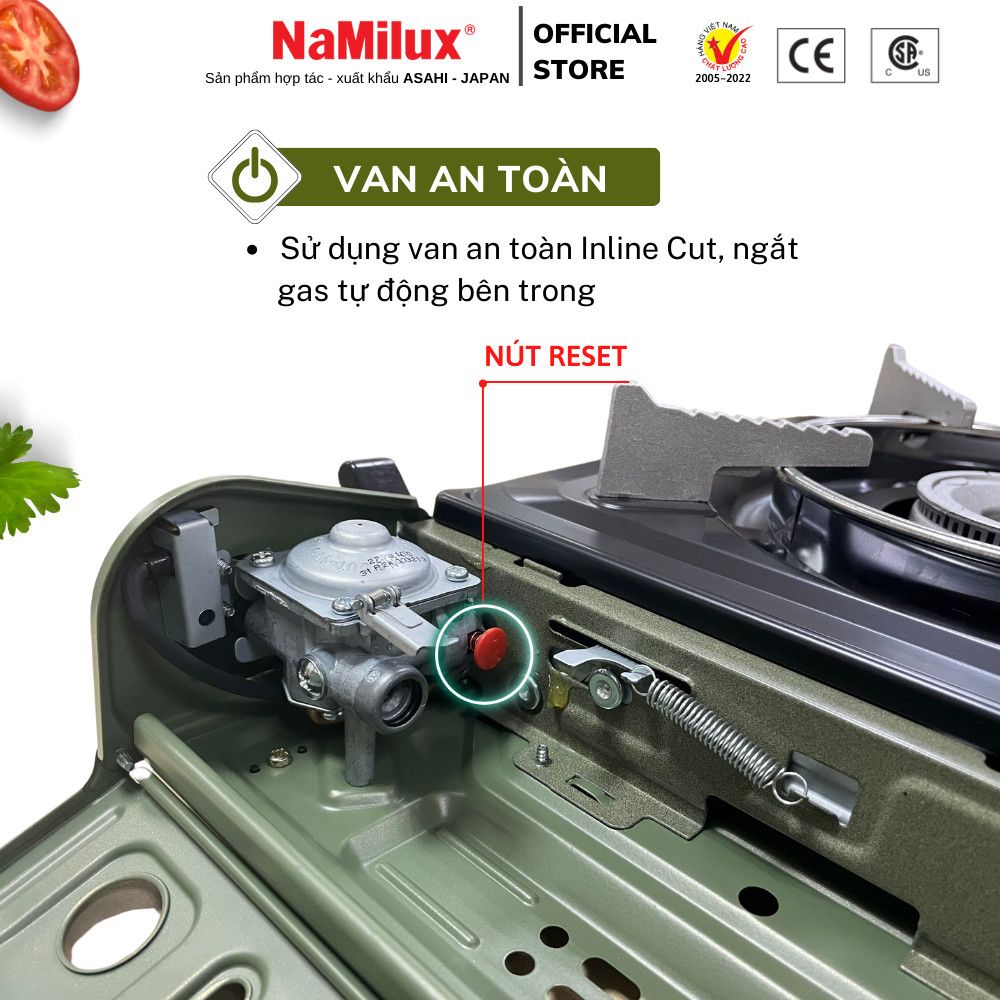 Bếp Gas Mini/ Du Lịch NaMilux PL1911PF - Màu Đỏ│Van Ngắt Gas An Toàn Inline-Cut│Công Suất 2.6 Kw - Hàng Chính Hãng
