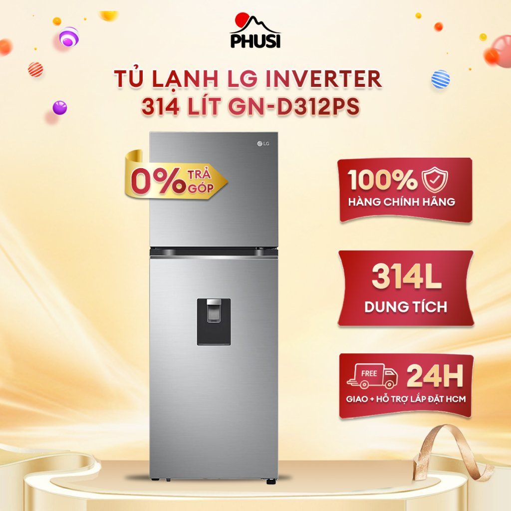 Tủ lạnh LG Inverter 314 Lít GN-D312PS