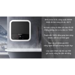 Máy nước nóng gián tiếp Ariston 15 lít AN2 15 LUX-D AG+ Cầu dao chống giật ELCB, Công nghệ Ion Bạc kháng khuẩn