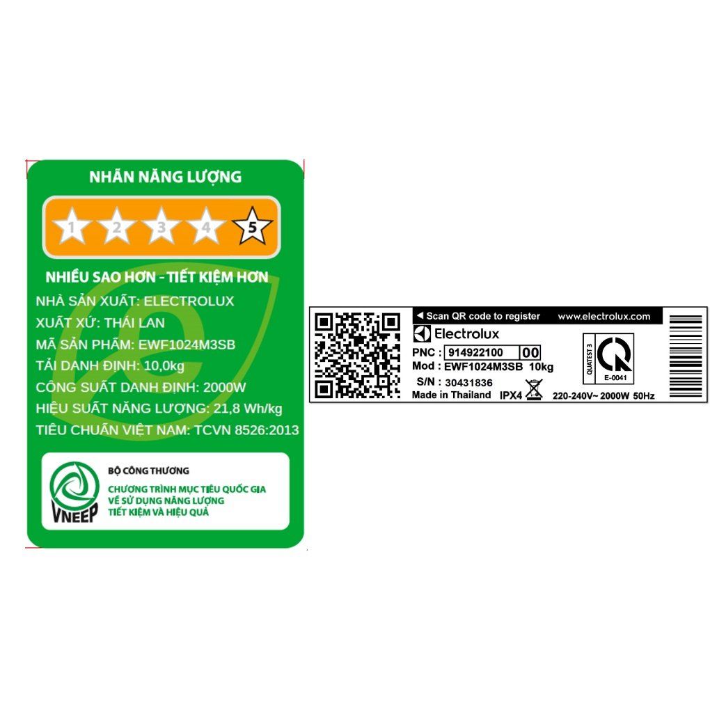 Máy Giặt Lồng Ngang Electrolux Inverter 10 kg EWF1024M3SB Model 2023
