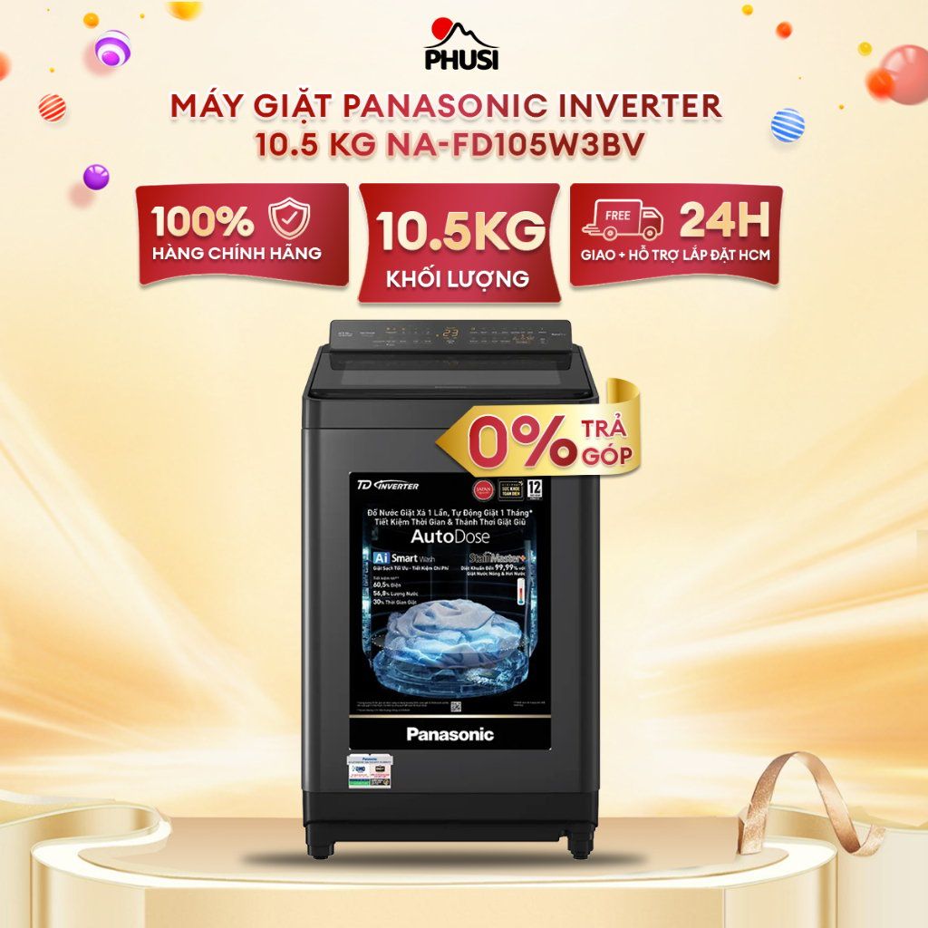 Máy Giặt Lồng Đứng Panasonic Inverter 10.5 kg NA-FD105W3BV