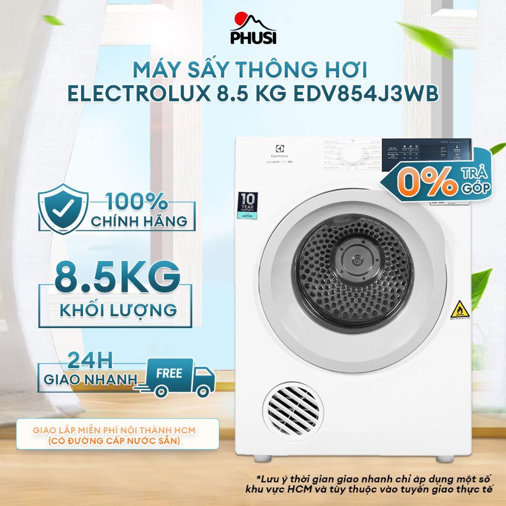 Máy sấy thông hơi Electrolux 8.5 kg EDV854J3WB