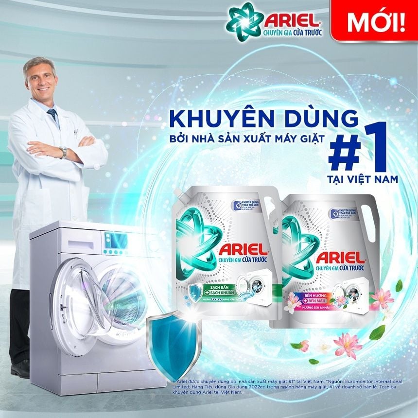 Combo 2 túi nước Giặt ARIEL Cửa Trước Hương Downy Nắng Sớm 1.7Kg/Túi KM1400003