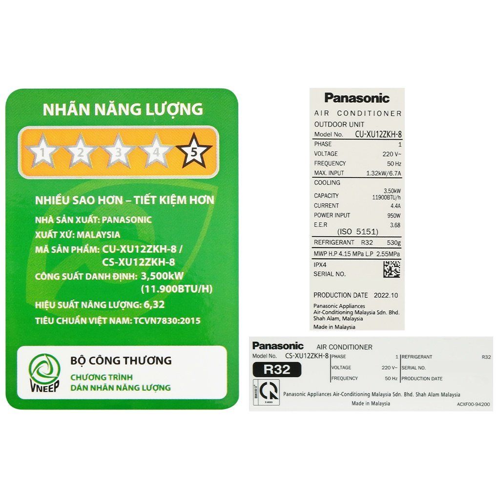 Máy lạnh Panasonic Inverter 1.5 HP CU/CS-XU12ZKH-8